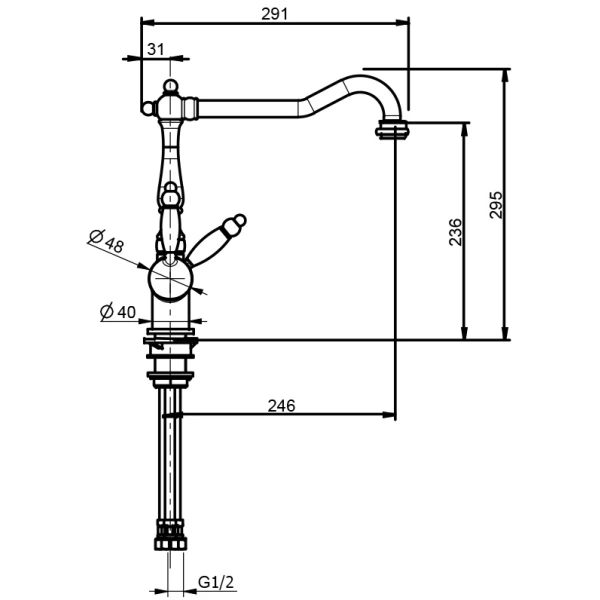 смеситель для кухни webert kitchen byblos by920802015 цвет хром