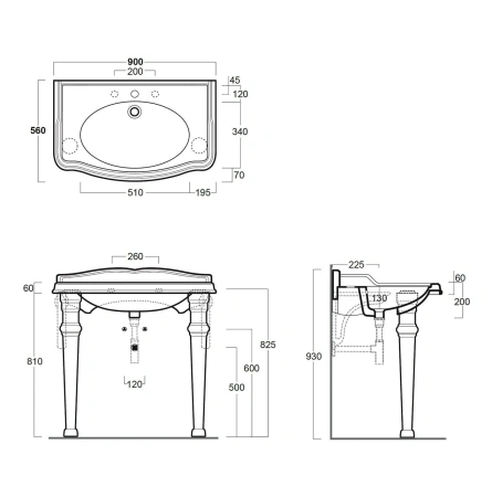 раковина simas arcade ar 864 bia 1 hole подвесная, 90x56 см, белая