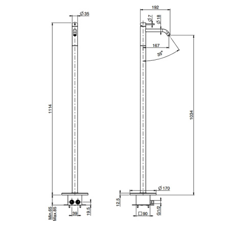 смеситель fima carlo frattini spillo up f3031/pnns для раковины, напольный, чёрный матовый