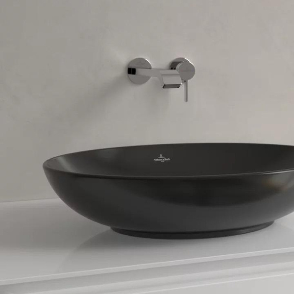 раковина-чаша villeroy & boch loop & friends 4a4701r7 56x38.5 см, накладная, цвет pure black