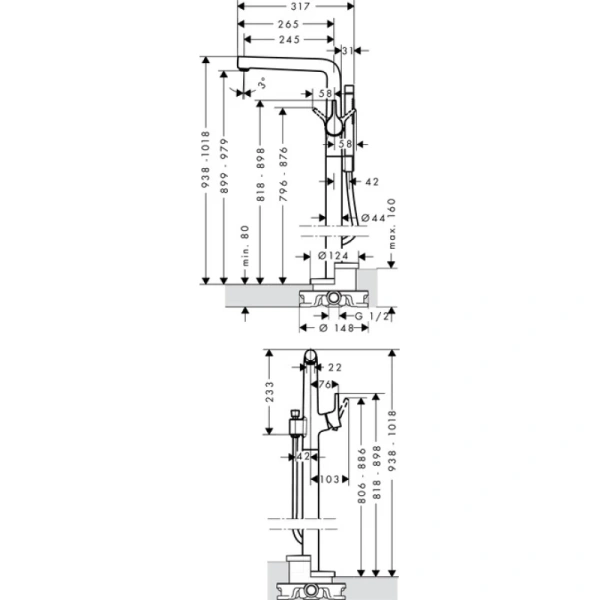 напольный смеситель для ванны hansgrohe talis s 72412000