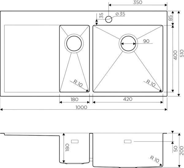 мойка кухонная omoikiri akisame 100-2-gm-r вороненая сталь