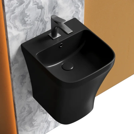 раковина ceramicanova dion cn6067mb подвесная, 36.5x40.6 см, черная матовая