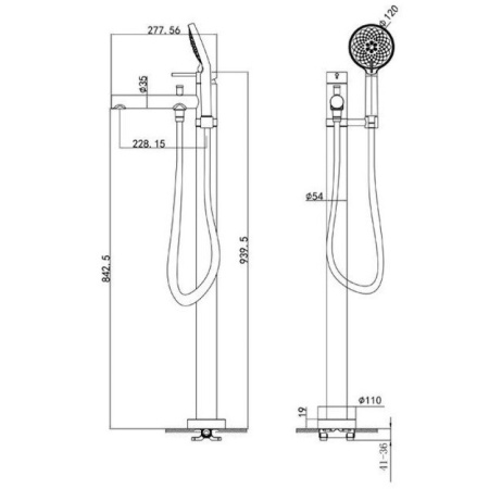 смеситель напольный для ванны caprigo don 53-013-brg