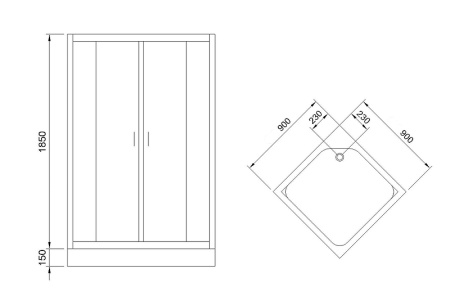 душевой уголок royal bath hp 90×90 rb90hp-c-bl профиль черный, стекло матовое
