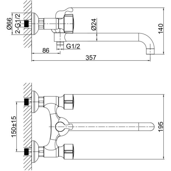 смеситель для ванны с душем d&k torhall hessen da1413341 универсальный