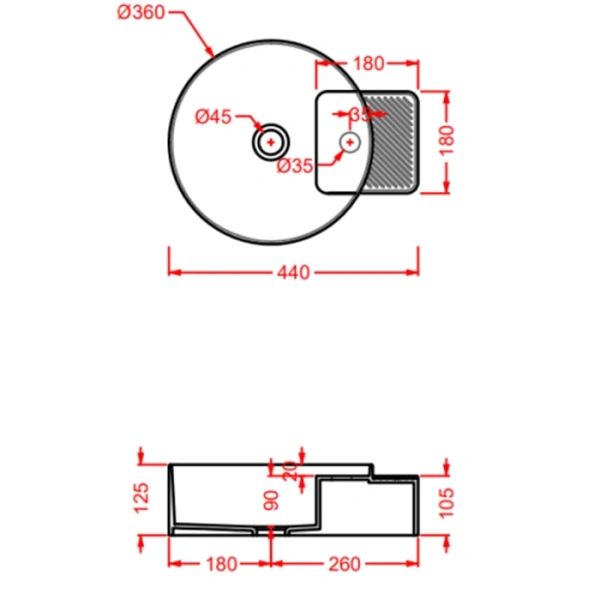 раковина накладная 44 см artceram cartesio cal004 02 99, цвет шампань.