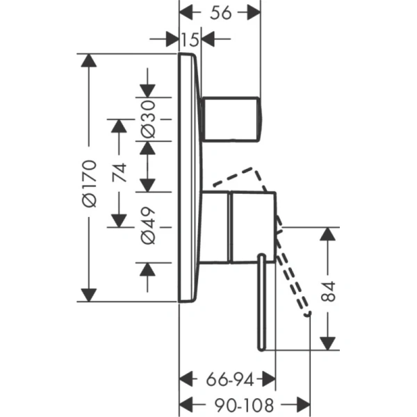смеситель для ванны axor uno 38428000
