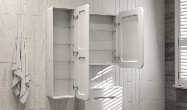 зеркальный шкаф jorno modul 60 mol.03.60/p/w/jr с подсветкой белый