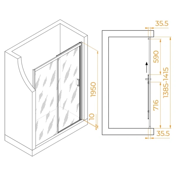 душевая дверь в нишу rgw passage pa-017 140 см, профиль хром
