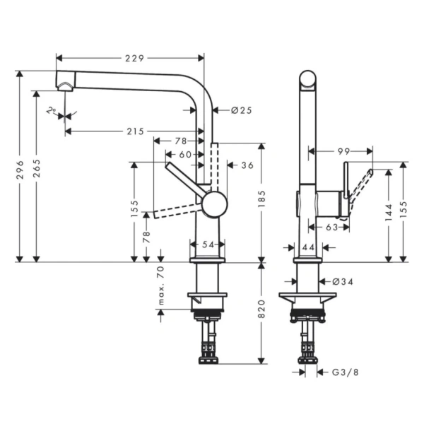смеситель для кухни hansgrohe talis m54 72840000, хром