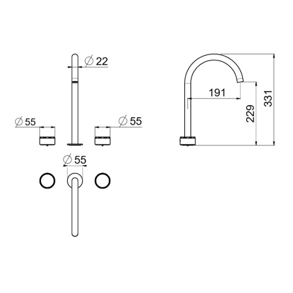 carimali carimali still oh смеситель для раковины, на 3 отв., высокий, цвет: хром