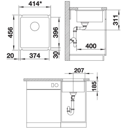 мойка кухонная blanco subline 375-u глянцевая белая