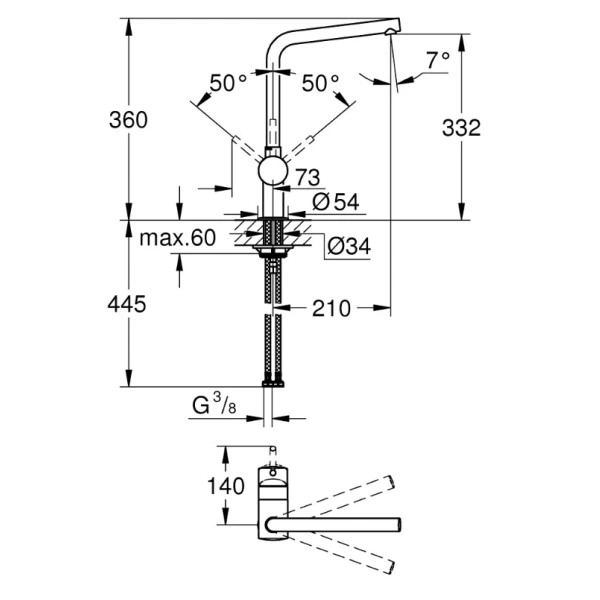 смеситель для кухни grohe minta 31375da0