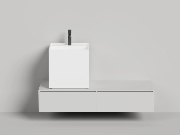 раковина накладная 45х45 cм.salini armonia square top 03 130523tm, мат-л: s-stone, цвет: белый матовый