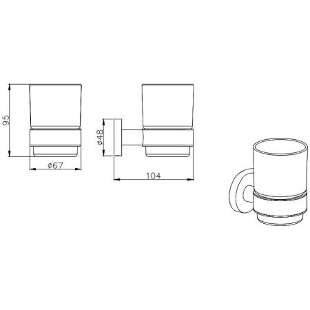 стакан для зубных щеток aquatek aq4004mb черный матовый