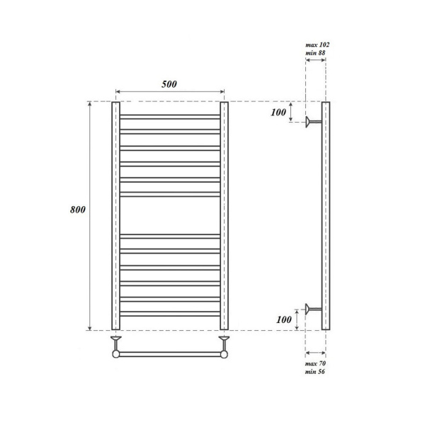 полотенцесушитель point аврора п12 pn10158se электрический, левый | правый, 50x80см, хром