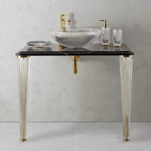 Консоль под раковину 3SC Elegance EL3090EMGD мрамор emperador dark/золото