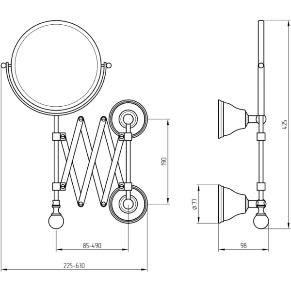 Косметическое зеркало Migliore Provance 17695 с увеличением, цвет золото