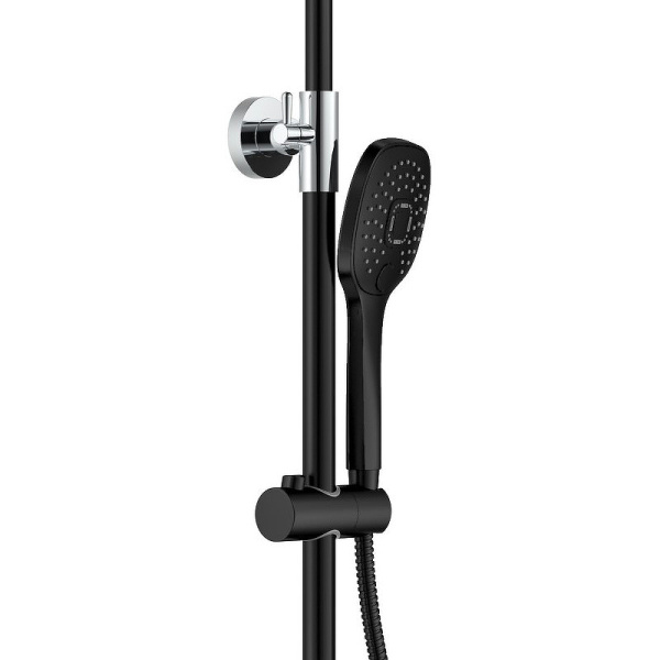 душевая система haiba hb24548-7 с верхним душем и ручной лейкой, с изливом, цвет черный | хром