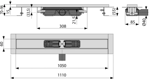 душевой лоток alcaplast apz101-1050 без решетки