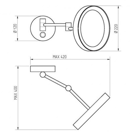 косметическое зеркало migliore complementi 21977 с подсветкой с увеличением, цвет бронза