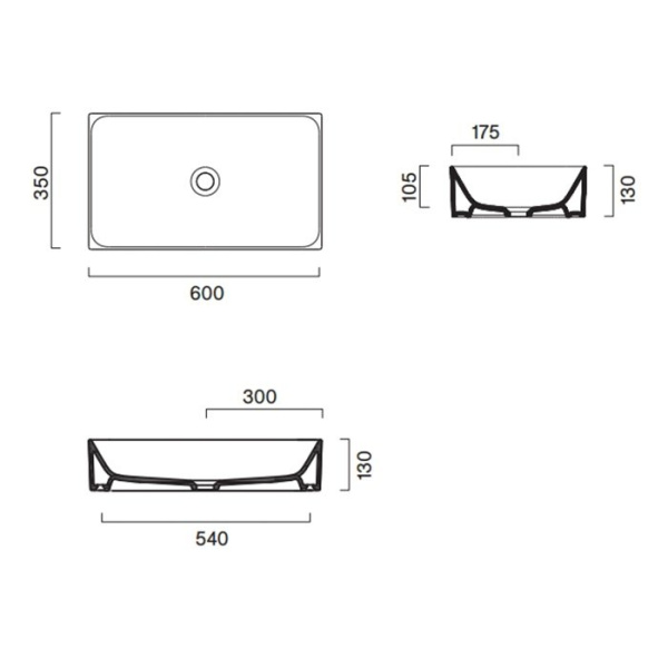 раковина catalano premium 60x35 0222600023 цемент матовый