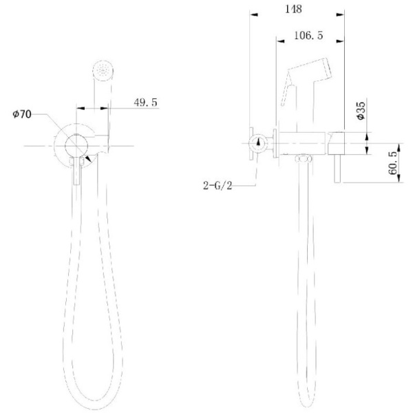 гигиенический душ со смесителем bravat d9151cp-eng хром