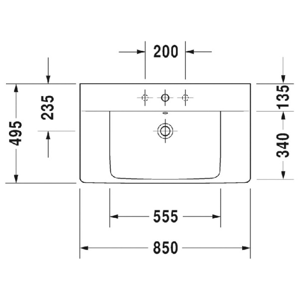 раковина полувстраиваемая duravit p3 comforts 2332850000