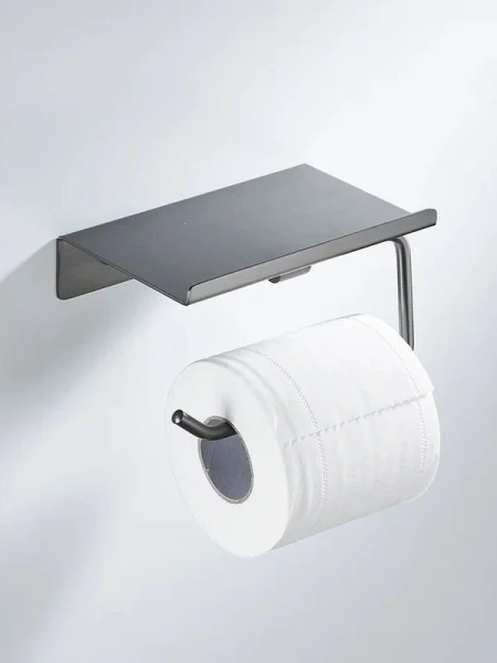 Держатель для туалетной бумаги с полочкой Shevanik SG5705T-1, оружейная сталь
