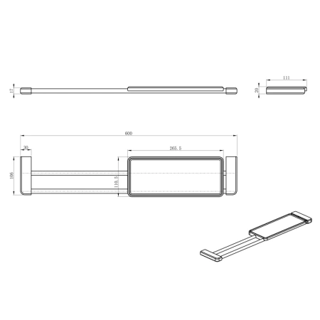 полка стеклянная с полотенцедержателем wonzon & woghand ww-v3701-cr 60 см, хром