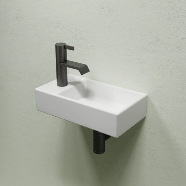 раковина ceramicanova element cn6051rmw подвесная, чаша справа, 41.7х21.7 см, белая матовая