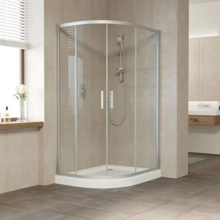 душевой уголок vegas glass zs-f 110*100 07 01 профиль матовый хром, стекло прозрачное