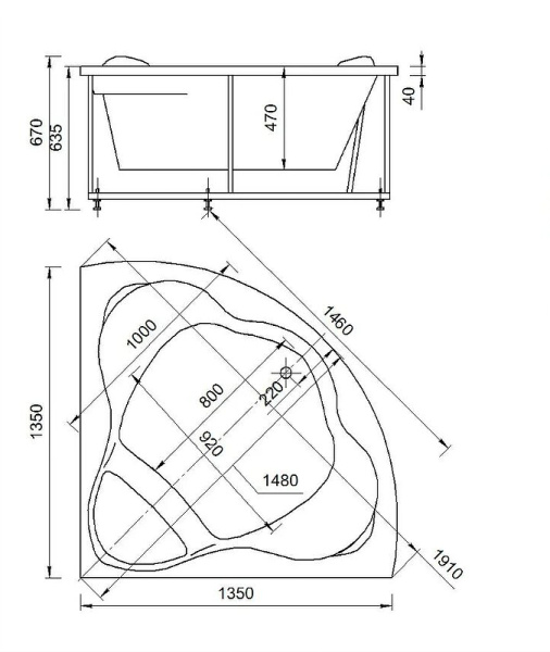 акриловая ванна aquatek галатея 135х135 gal135-0000022 без гидромассажа с фронтальной панелью с каркасом (разборный) со слив-переливом