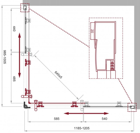 душевой уголок belbagno uno 120×90 uno-195-ah-2-120/90-c-nero профиль черный матовый, стекло прозрачное