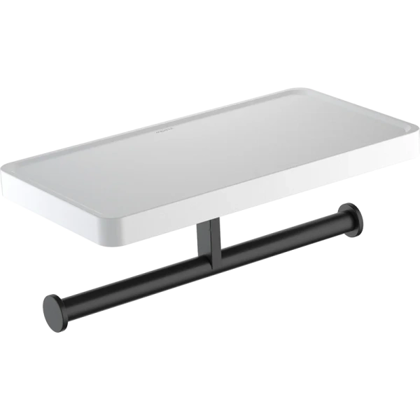 Держатель туалетной бумаги AQUATEK Европа AQ4919MB двойной, с полкой для телефона, матовый черный