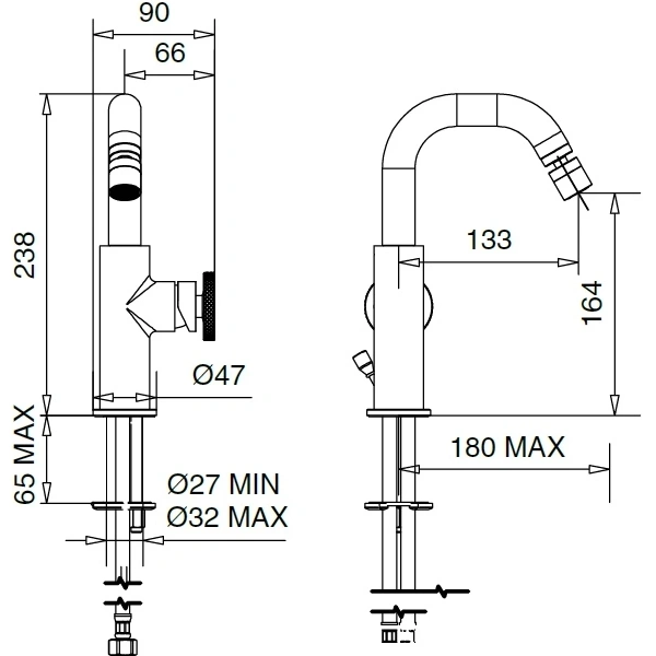 смеситель migliore reversa 28209 для биде, без донного клапана, золотой смеситель migliore reversa 28209 для биде, без донного клапана, золотой