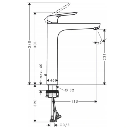 смеситель для раковины с донным клапаном hansgrohe logis e 71162000