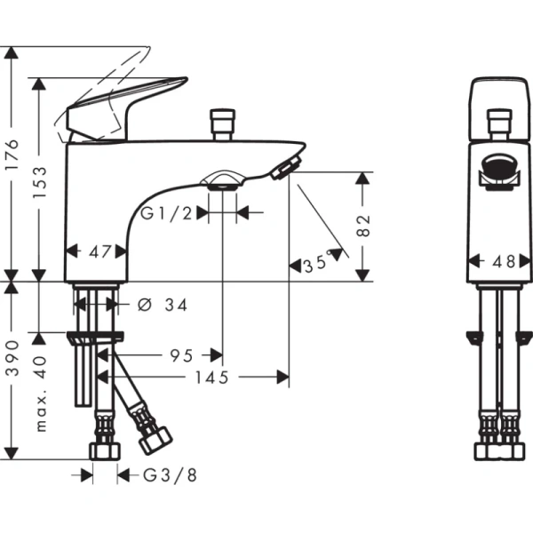смеситель на борт ванны hansgrohe logis 71312000