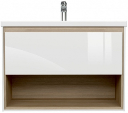 тумба под раковину cersanit louna 80 sz-lou-co80/wh подвесная белый глянец дуб эврика