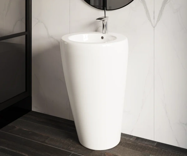 раковина ceramicanova cn1807 напольная, 52.5x52x86 см, белая