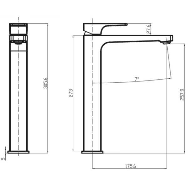 смеситель для раковины с донным клапаном villeroy & boch architectura square tvw12500200061