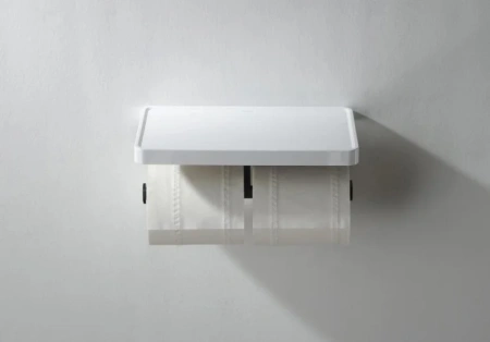 держатель туалетной бумаги aquatek европа aq4919mb двойной, с полкой для телефона, матовый черный