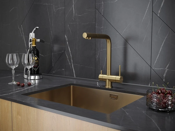 смеситель для кухни paulmark skalen sk213020-bg, цвет брашированное золото
