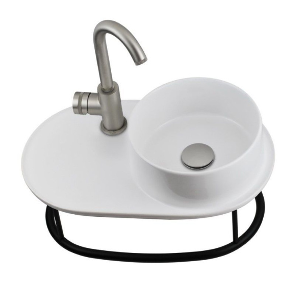 раковина подвесная 50х30 см aet curvy l503t0rsv0100, чаша справа, белая глянцевый.