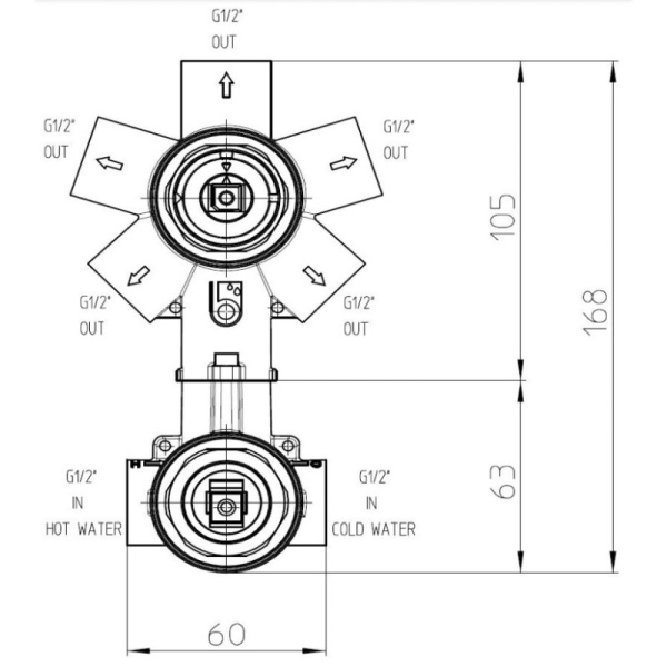 внутренняя часть для смесителя bossini oki cube new z00130000 g 1/2