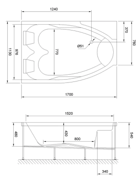 акриловая ванна royal bath shakespeare comfort 170x110 rb652100cm-l с гидромассажем