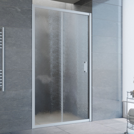 Дверь для душевой кабины в нишу Vegas Glass ZP 105 07 02 профиль матовый хром, стекло шиншилла