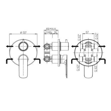 смеситель для душа paini nove 09pz6911 черный матовый