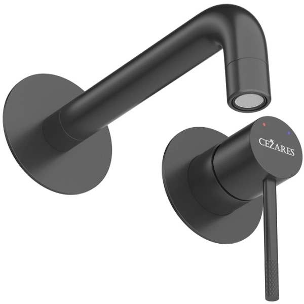 смеситель для раковины cezares relax relax-bli2-1-nop-w0 встраиваемый, без донного клапана, черный матовый